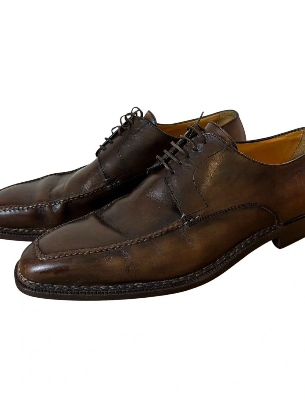 Sutor Mantellassi Brown Leather Dress Shoes Oxford Derby US Size Mens 11 EU 44.5